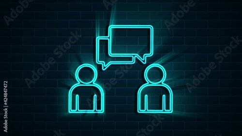 Message on neon sign. Night bright advertisement. Motion graphics.