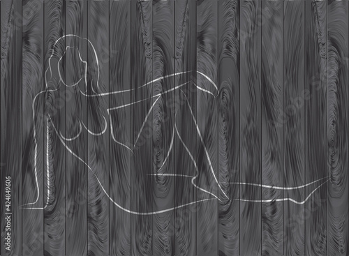 Gray contour of beautiful woman. Hand drawing illustration