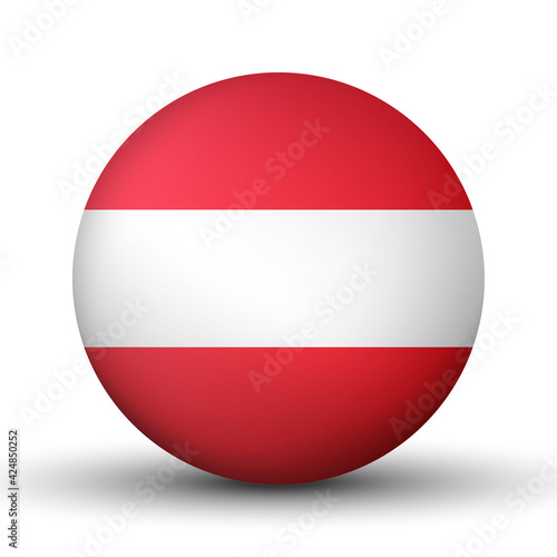 Free Download Glass light ball with flag of Austria. Round sphere, template icon. Austrian national symbol. Glossy realistic ball, 3D abstract vector illustration highlighted on a white background. Big bubble - GFXLoad