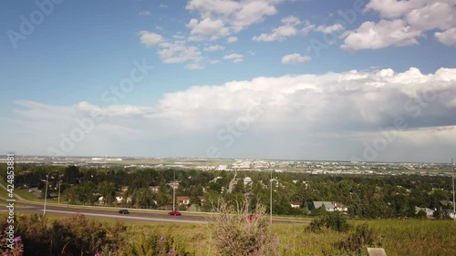 CALGARY, CANADA - JULY 2019: Aerial View from Nose Hill Park of Calgary International Airport photo