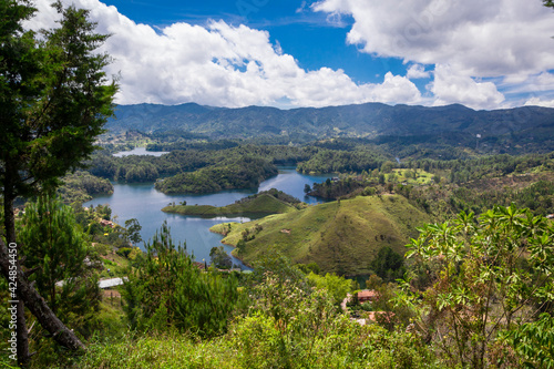 Landscape of the reservoir of Pe  ol and Guatap   located in Antioquia  Colombia 