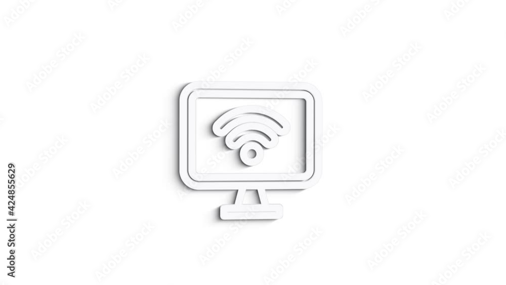 3D Line Icon wifi and network nd Animation on white background. 4k 3D Line Icon wifi and network nd Animation on white background. 4k