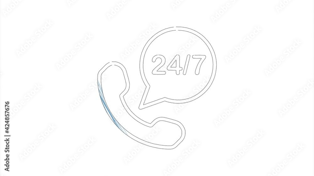 24 7 support icon in hand draw style. Motion graphics 24 7 support icon in hand draw style. Motion graphics