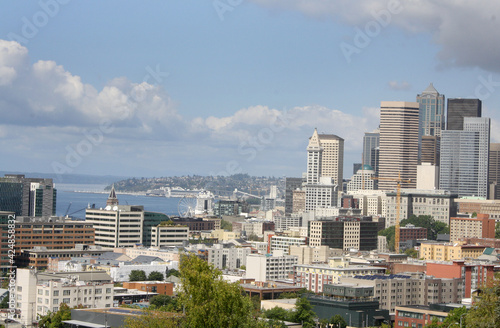 Seattle downtown skyline and view of Elliot Bay.