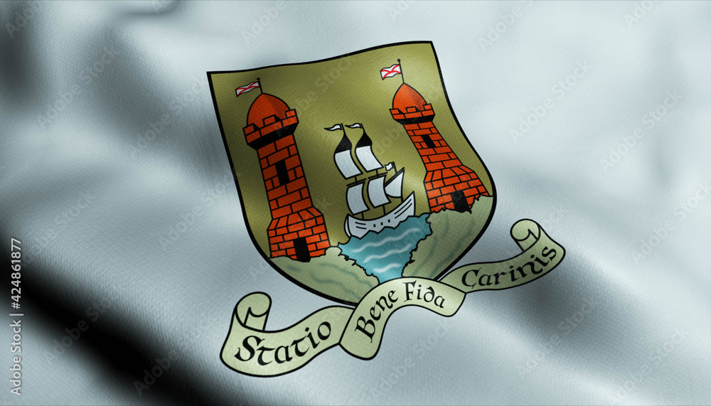 Obraz premium 3D Waving Ireland City Flag of Cork Closeup View