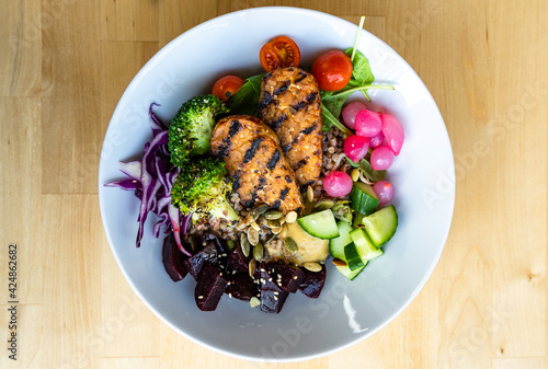 Tempeh bowl. Plant based meal.