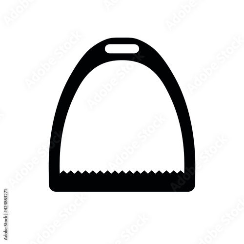 Vector flat horse equestrian saddle stirrup silhouette isolated on white background