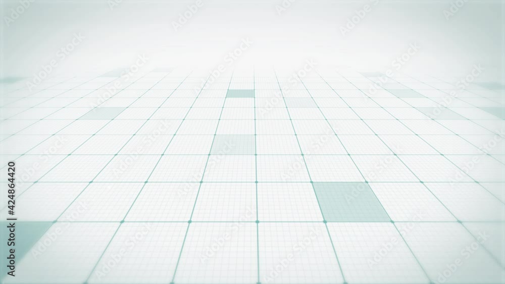 digital grid 3D tile move on background (blue grid on white base) digital grid 3D tile move on background (blue grid on white base)