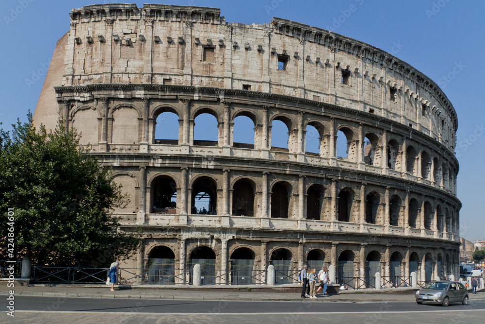 Wide-shot of the Colosseum at Rome