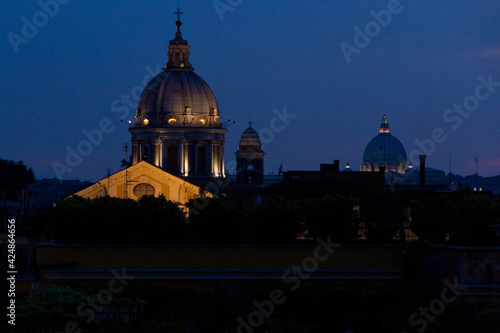 Domes and roofs of Rome at dusk