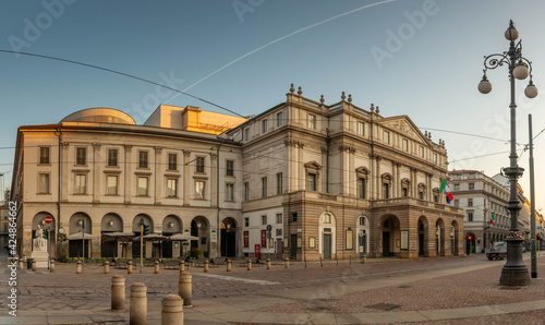 Exterior of the Teatro alla Scala in Milan famous all over the world for its representations photo