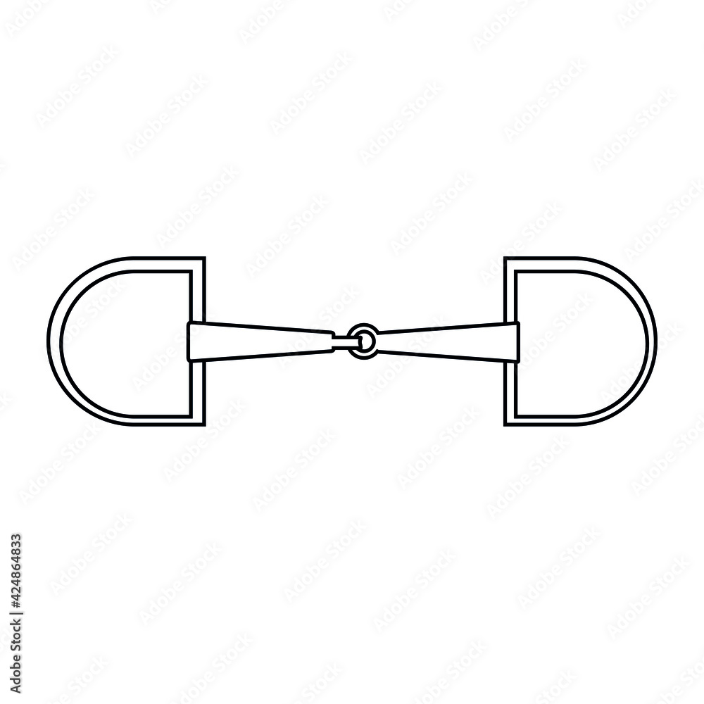 Vector flat horse equestrian bit snaffle isolated on white background