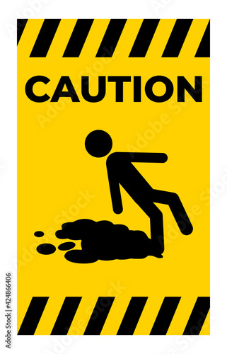 Caution Beware Slippery Surface Symbol Isolate On White Background