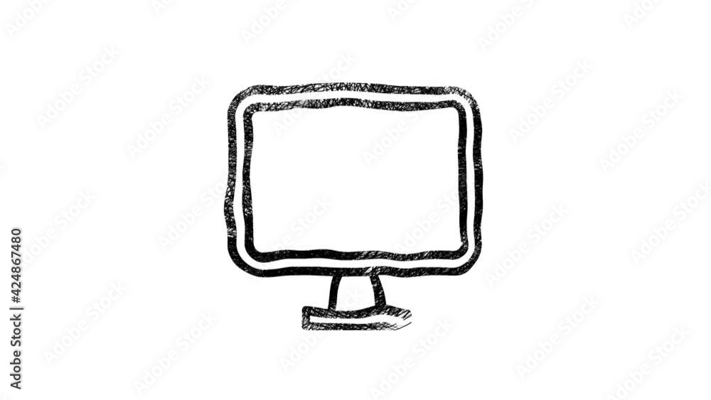 Computer icon in hand draw style. Motion graphics Computer icon in hand draw style. Motion graphics