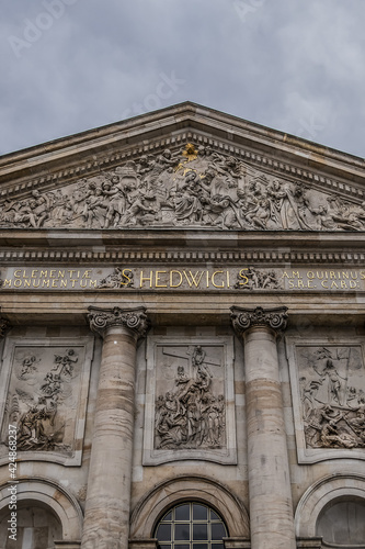 Neoclassical Roman Catholic Hedwig's Cathedral (1747 - 1887) at Bebelplatz in Berlin. Hedwig's Cathedral dedicated to Hedwig of Silesia, now seat of Archbishop of Berlin. Berlin. Germany.