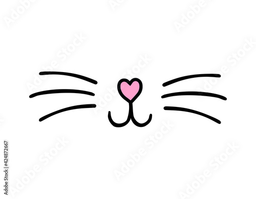 Vector hand drawn doodle sketch colored cat nose isolated on white background