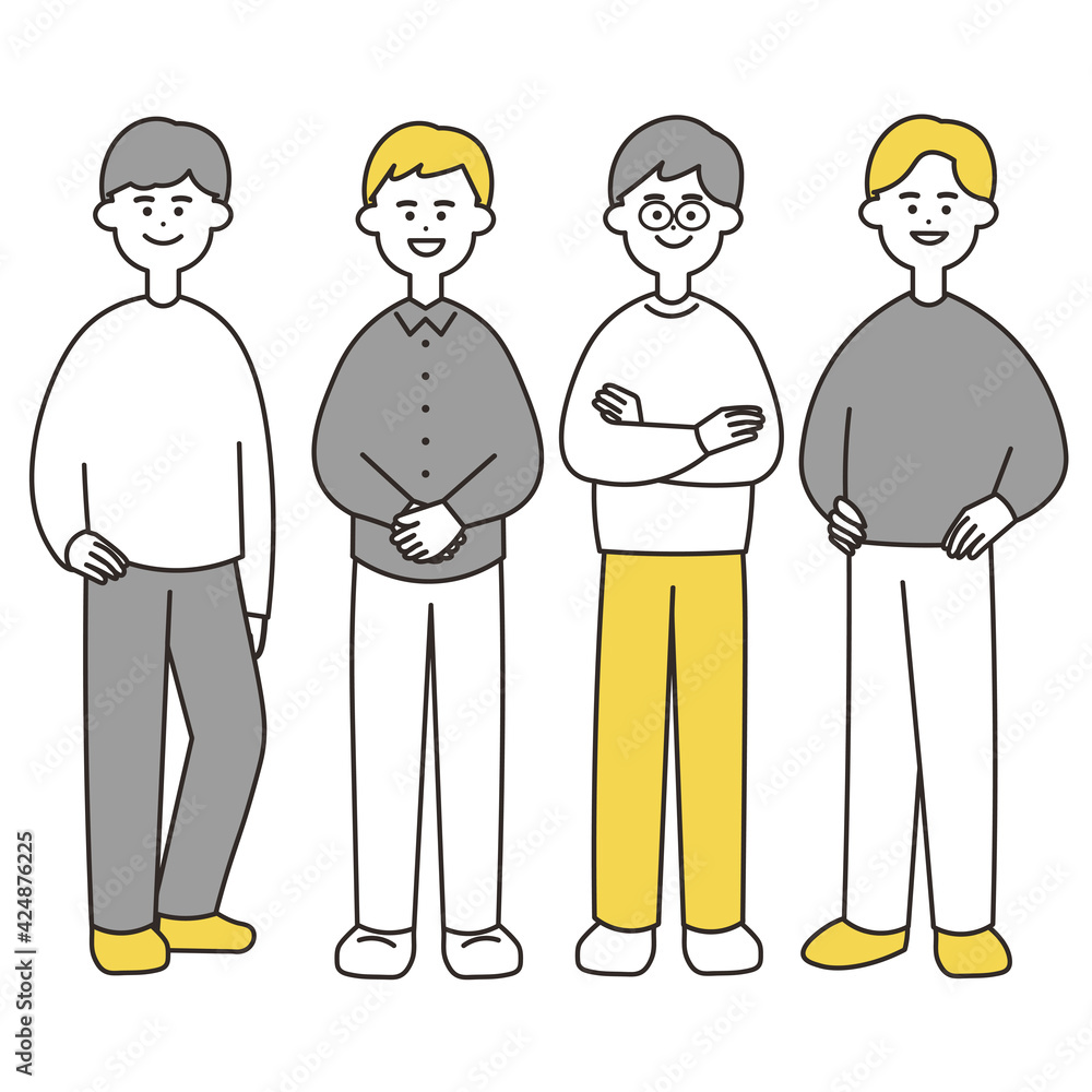 Naklejka premium 男性 全身 イエローカラーセット