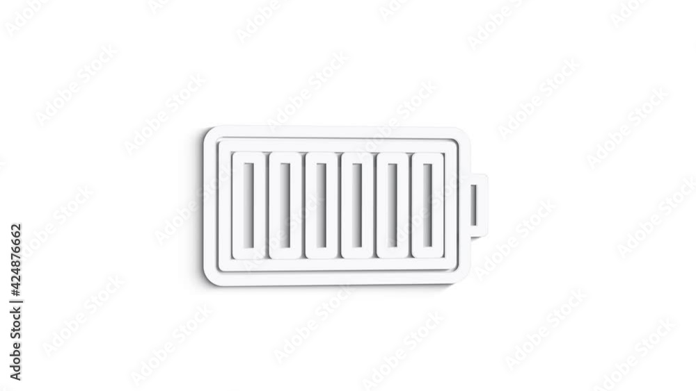 3D Line Icon battery Animation on white background. 4k 3D Line Icon battery Animation on white background. 4k