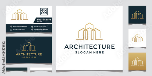 Architectural logo design with elegant business card