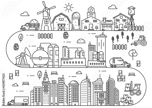 Farm Production Industry Process line vector