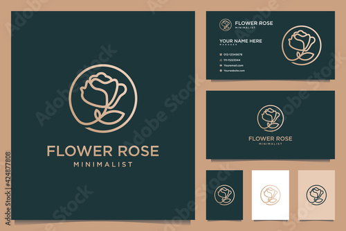 creative rose leaf and flower logo design for beauty
