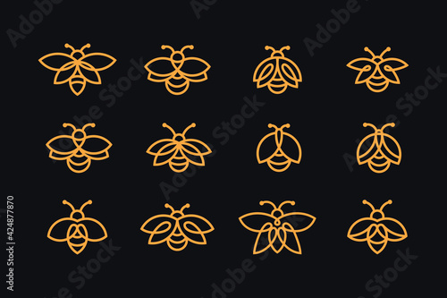 Firefly logo collection with line art style