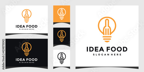 Flatware, light bulb, restaurant logo, food logo, concept illustration.