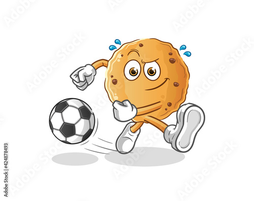 cookie kicking the ball cartoon. cartoon mascot vector