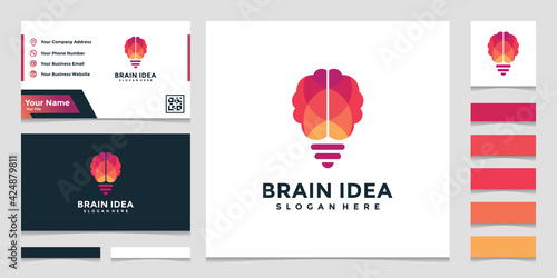 Elegant and colorful creative brain idea with business card design