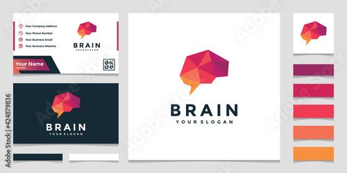 Elegant colorful brain logo with business card design