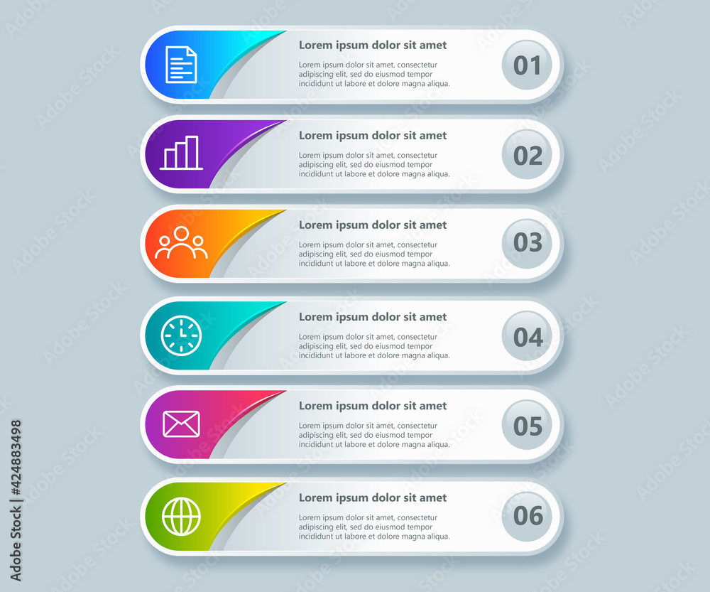 Gradient infographic set with 6 steps Gradient infographic set with 6 steps