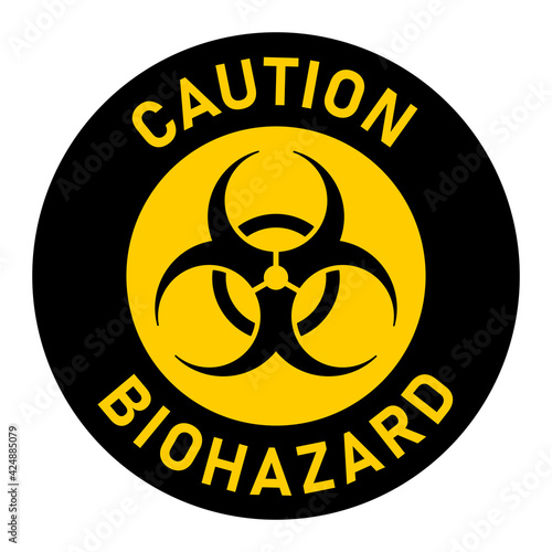 Caution Biohazard or Biological Hazard Round Adhesive or Sticker Icon. Vector Image.