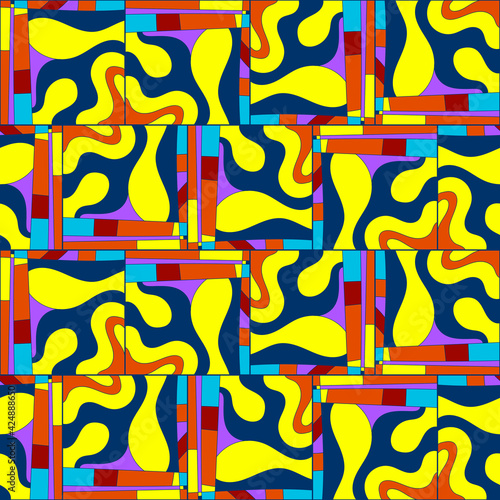 Liquid Seamless Blocks. Vector Colorful Pattern.