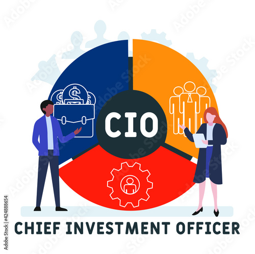 Flat design with people. CIO - Chief Investment Officer acronym, business concept background.   Vector illustration for website banner, marketing materials, business presentation, online advertising.