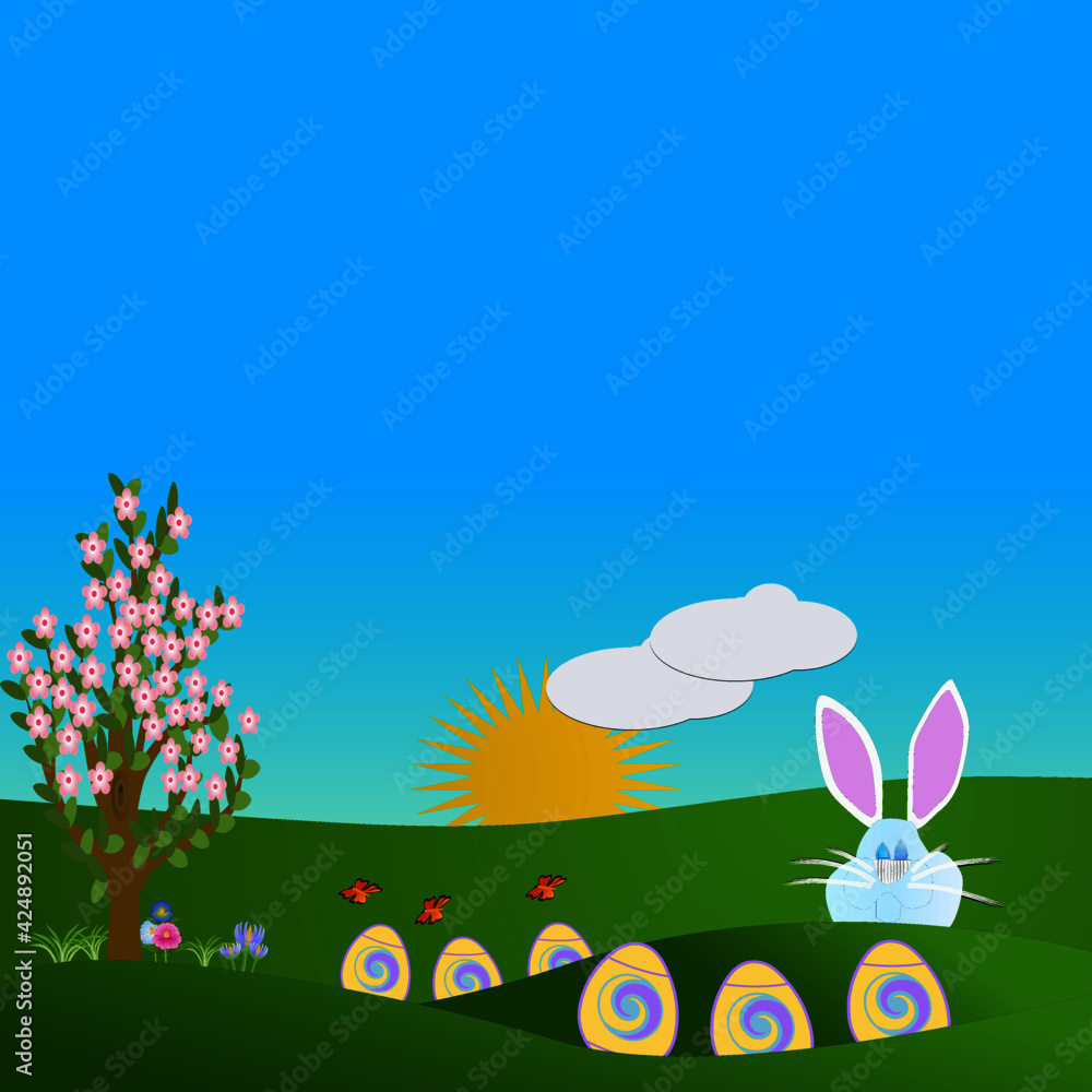 Fototapeta premium Happy Easter greeting card with Eggs background.