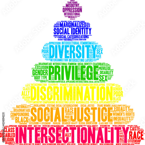 Intersectionality Word Cloud on a white background. 