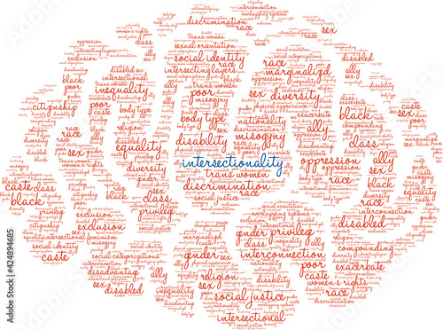 Intersectionality Word Cloud on a white background. 