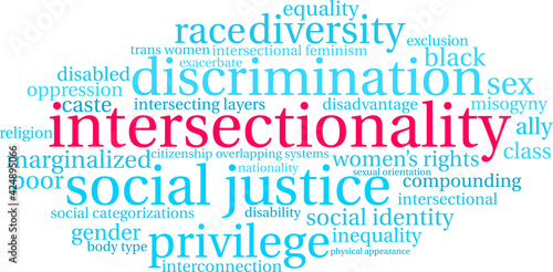 Intersectionality Word Cloud on a white background. 