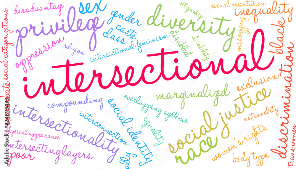 Intersectional Word Cloud on a white background. 