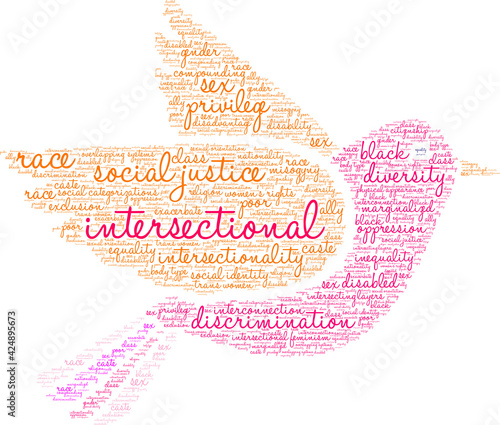 Intersectional Word Cloud on a white background. 