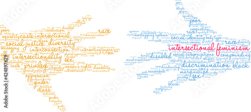 Intersectional Feminism Word Cloud on a white background. 