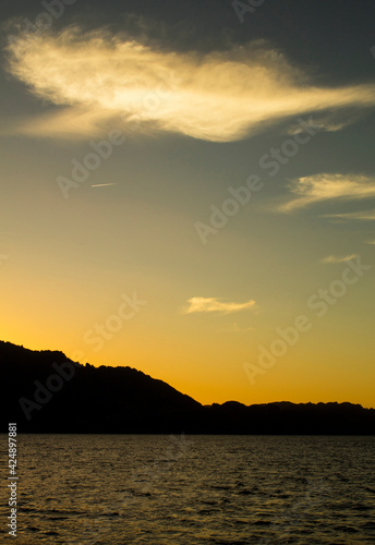 Sunset from a lake in Chile