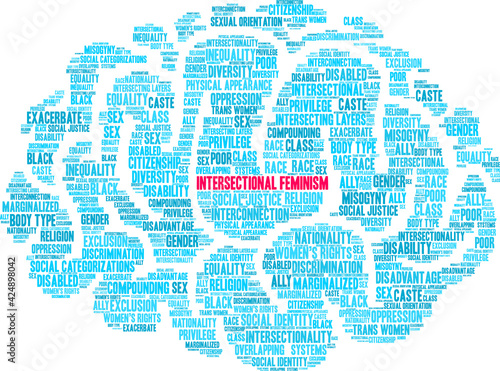 Intersectional Feminism Word Cloud on a white background.