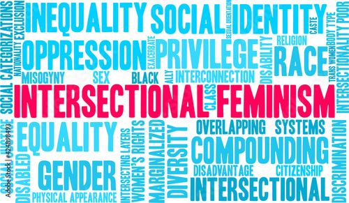 Intersectional Feminism Word Cloud on a white background. 