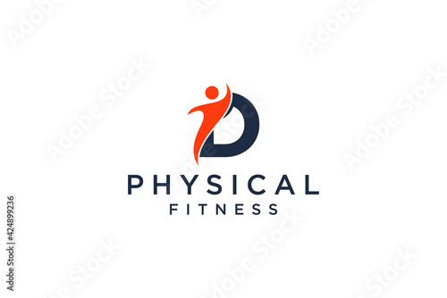 alphabet letter D for fitness logo vector icon design and Barbell Fitness Gym Logo Design