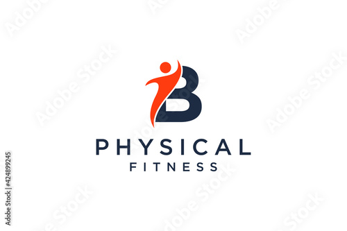 alphabet letter B for fitness logo vector icon design and Barbell Fitness Gym Logo Design