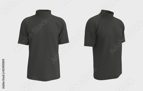 Short-sleeve turtleneck shirt, 3d rendering, 3d illustration