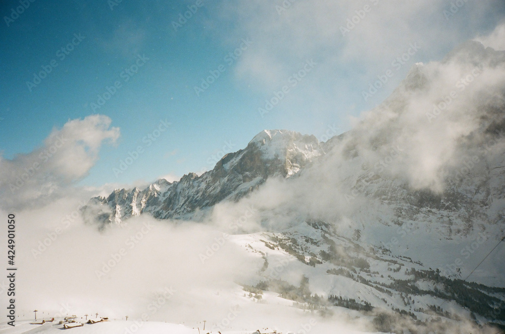 snow covered mountains