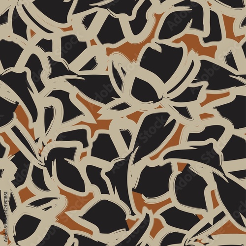 Brown Floral Brush strokes Seamless Pattern Background