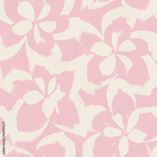 Pastel Floral Brush strokes Seamless Pattern Background